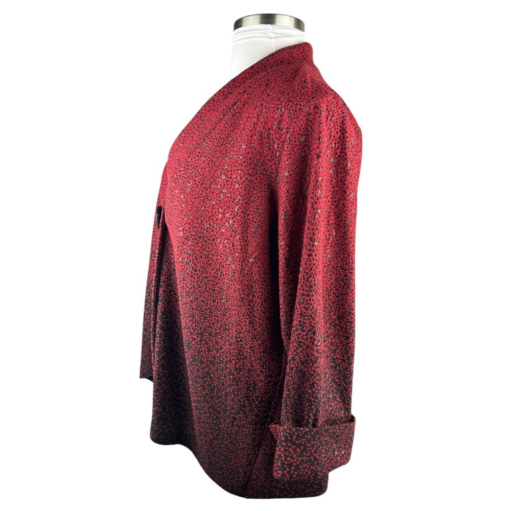 Ali Miles Toggle Button Artsy Asymmetrical Jacket Red & Black Ombre Plus Size 1X - Picture 7 of 13